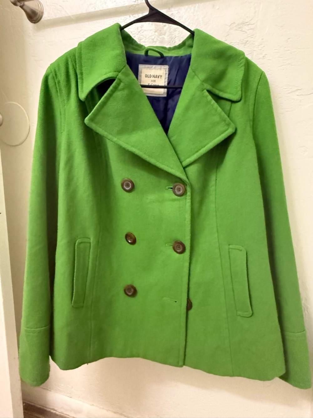 Old Navy Women's Vibrant Green Double-Breasted Peacoat